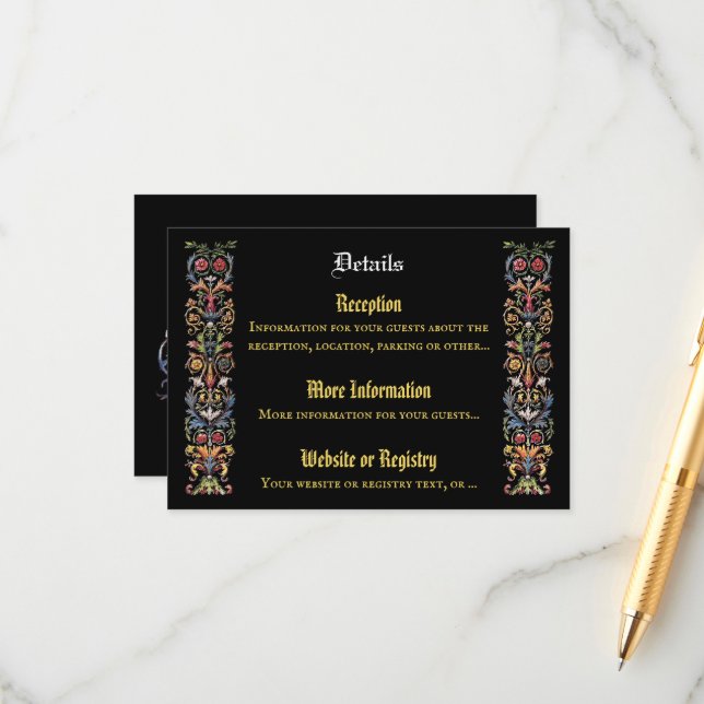 blorleuchten mittelalterlich essbar begleitkarte (Vorderseite/Rückseite Beispiel)