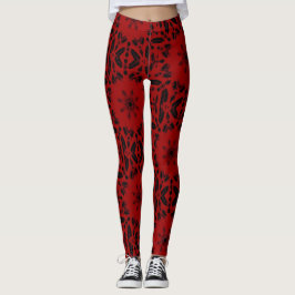 Bloß rote schwarze geometrische Design kühne kitty Leggings