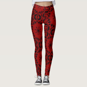Bloß rote schwarze geometrische Design kühne kitty Leggings