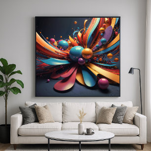 Blossom - Abstrakter 3D-Rendering-Kunststil Poster