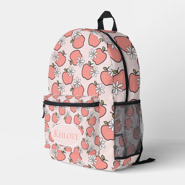Blossom & Apple Pink School Bedruckter Rucksack (Rückseitige Ecke Rechts)