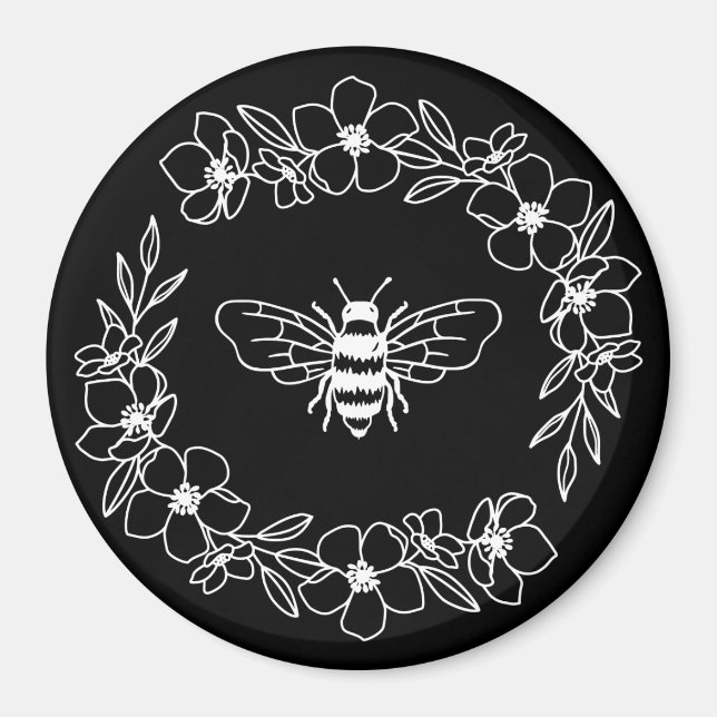 Blossom Bee Wreath in Weiß Magnet (Vorne)