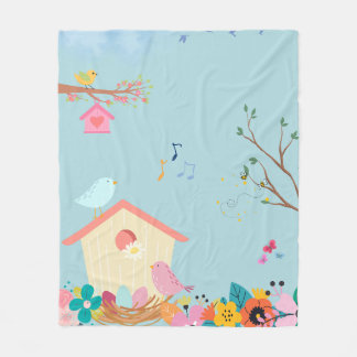 Blossom Birdhouse Fleece Blanket