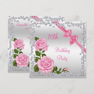 Blossom Bows & Diamonds 70. Geburtstag Double Side Einladung