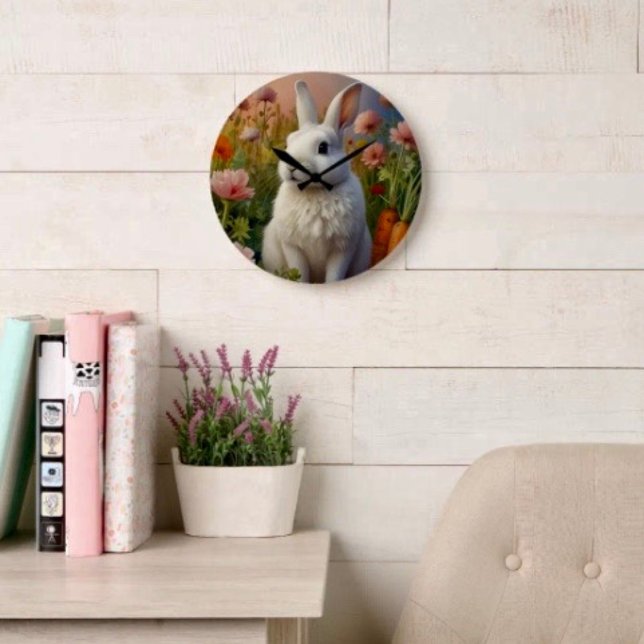 Blossom Bunny & Karotten-Patch-Uhr  Große Wanduhr (Von Creator hochgeladen)