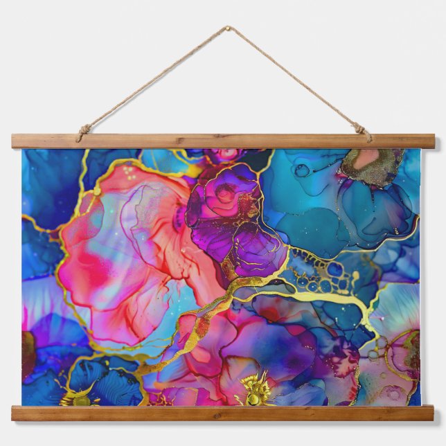 Blossom-Couture Botanical Wandteppich Mit Holzrahmen (Vorne)