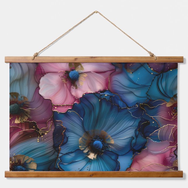 Blossom-Couture Botanical Wandteppich Mit Holzrahmen (Vorne)