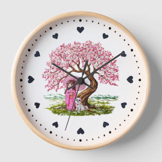 Blossom Dreams: Kimono Girl & Puppy Uhr