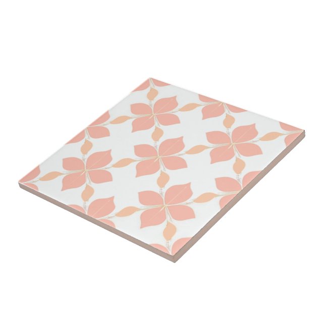 Blossom eleganter Lachs florale Fliesen Set Muster (Seite)