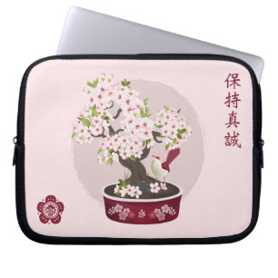 Blossom floral bonsai Vogel Asiatische Grafik Desi Laptopschutzhülle