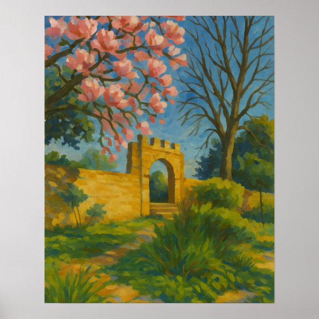Blossom Gate - Bezaubernde Gartenmalerei Poster (Vorne)