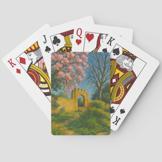 Blossom Gate - Bezaubernde Gartenmalerei Spielkarten (Rückseite)