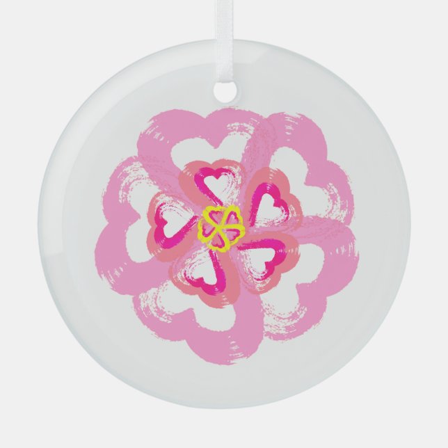 Blossom Hearts Glass Ornament Aus Glas (Vorderseite)