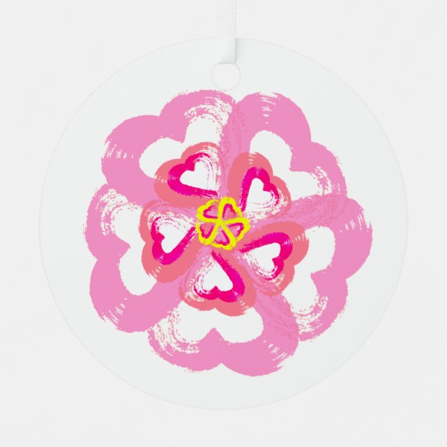 Blossom Hearts Metal Ornament Aus Metall (Vorderseite)