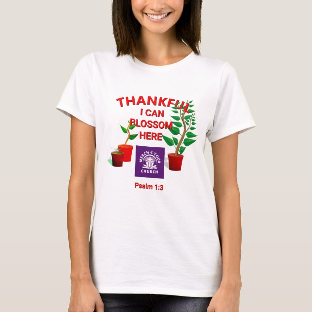 Blossom hier Christliche Kirche ADD LOGO gepflanzt T-Shirt (Vorderseite)