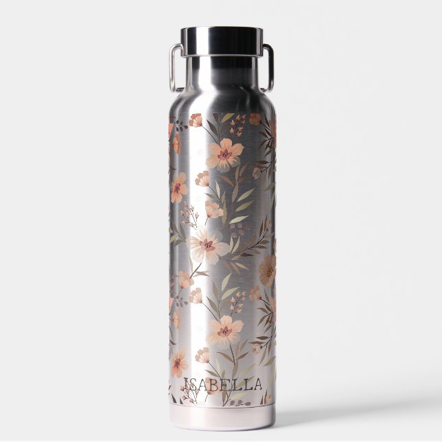 Blossom Hydration - Personalisierte Boho-Blumen Trinkflasche (Vorne)