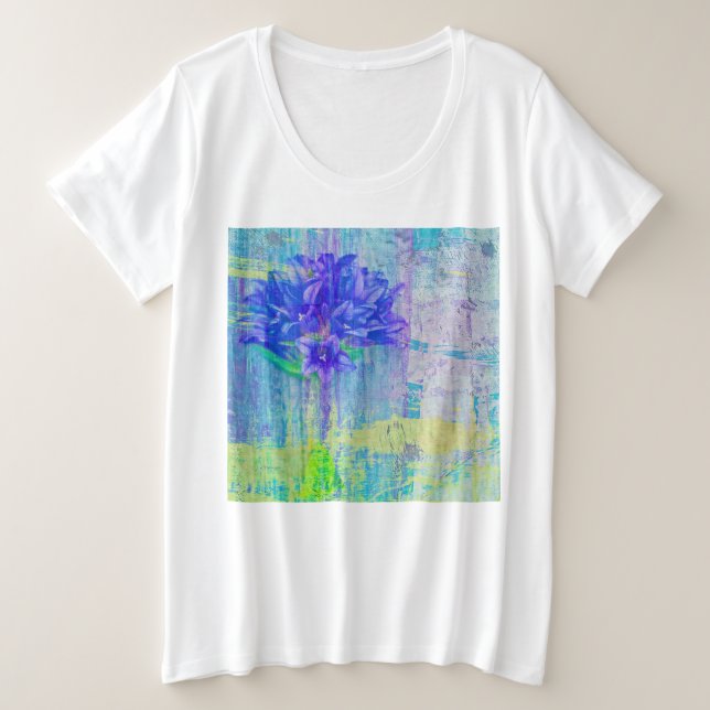 Blossom in Blauem Violett Große Größe T-Shirt (Design vorne)
