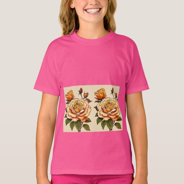 "Blossom in Style: Rose Skater Girls' T - Shirt fü (Vorderseite)