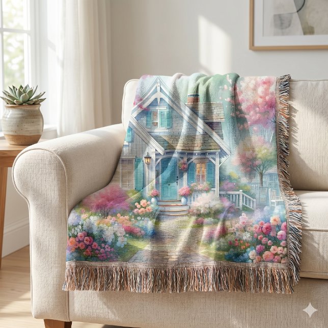 Blossom Lane Blue Cottage Garten Decke (Blossom Lane Blue Cottage Garden Throw Blanket)