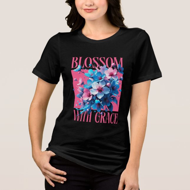 Blossom mit Anmut Tri-Blend Shirt (Vorderseite)