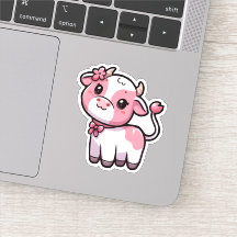 Blossom Moo: Rosa Niedliche Kuh mit Band und Blume