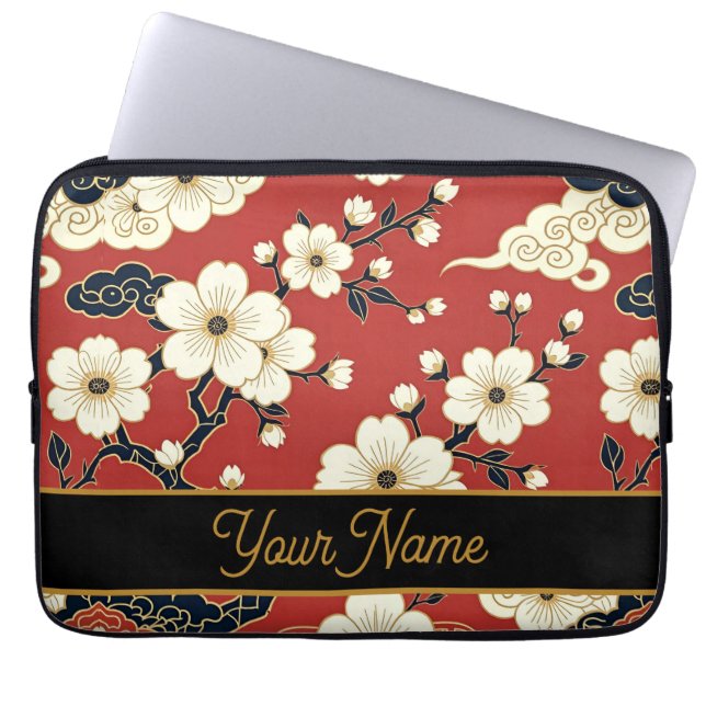 Blossom Nouveau | Elegant Floral Custom Laptopschutzhülle (Vorderseite)