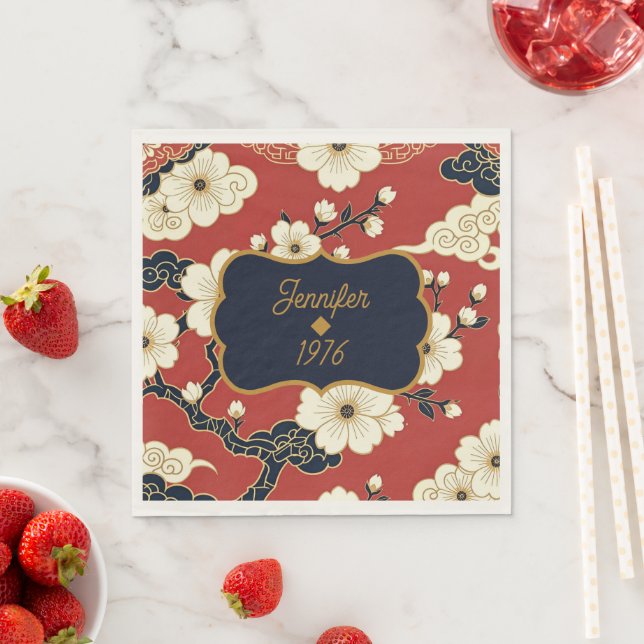 Blossom Nouveau | Elegant Floral Custom Serviette (Beispiel)