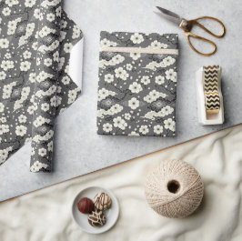 Blossom Nouveau | Elegante florale Monochrom Geschenkpapier