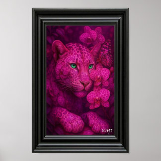 Blossom Panther – Enchanted Pink Wildlife Art Poster