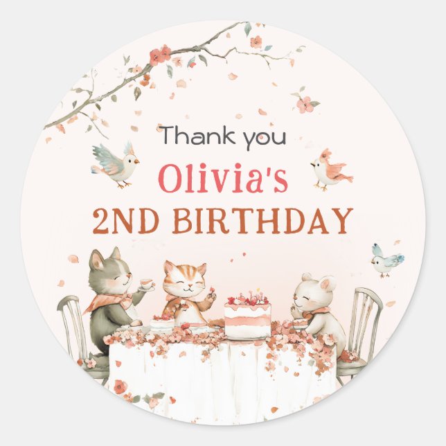 Blossom-Party mit Katzen Runder Aufkleber (Vorderseite)