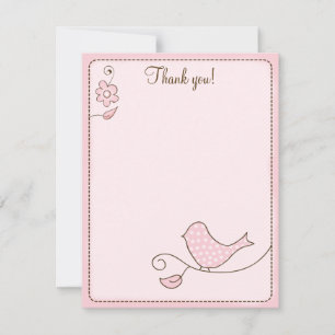 Blossom Pink Bird 4x5 Flat Vielen Dank für Ihre Au Mitteilungskarte