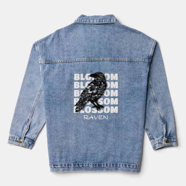 Blossom Raven – Blütenrabe Jeansjacke (Rückseite)