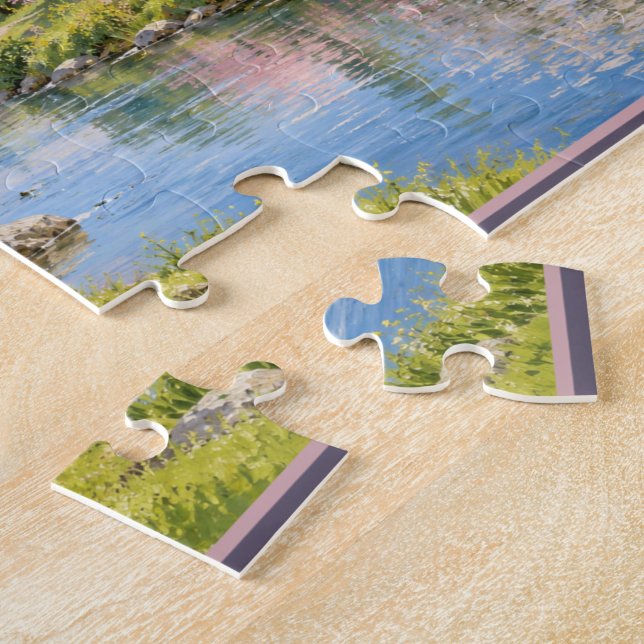 Blossom River Frühlingslandschaft Puzzle (Seite)