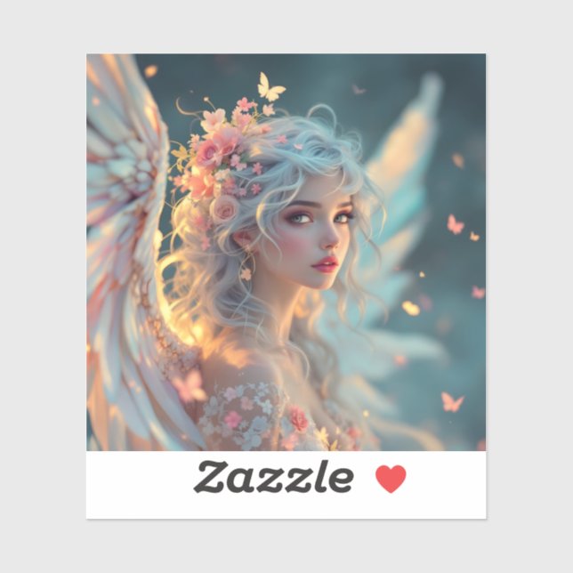 Blossom Seraph - Engel der Frühlingsgraue Aufkleber (Blatt)