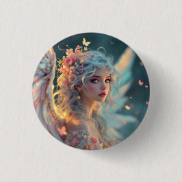 Blossom Seraph - Engel der Frühlingsgraue Button