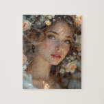 Blossom Seraph - Engel der Frühlingsgraue Puzzle<br><div class="desc">Zusammen die Gnade der Rose Seraph,  ein blumengekrönter Engel,  umgeben von zarten pfirsichfarbenen Rose.</div>