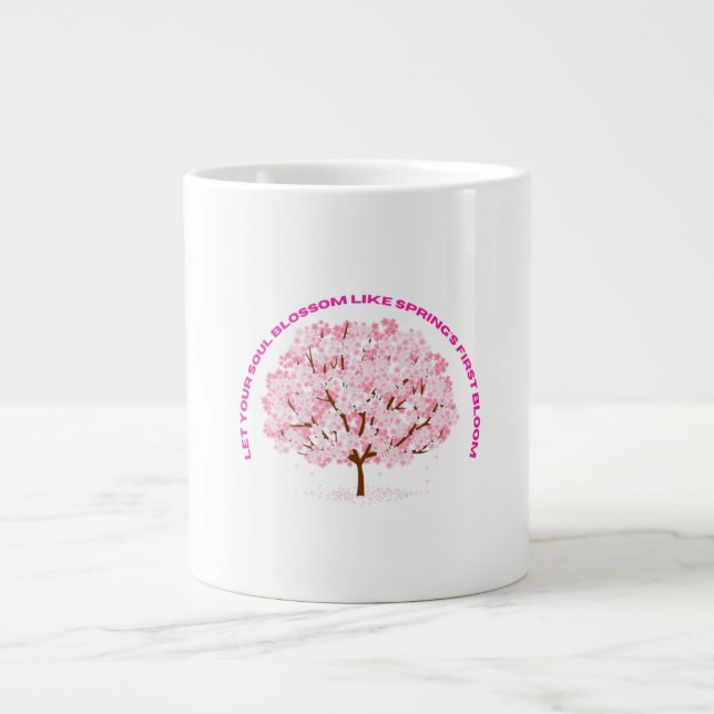 Blossom Serenity Rosa Blumenbaum Kunst Jumbo-Tasse (Vorderseite)