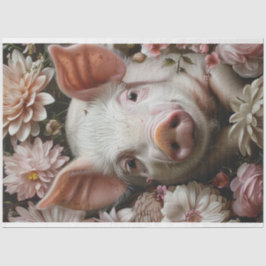 Blossom Snout Pig Pink Blume Decoupage Seidenpapier