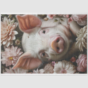 Blossom Snout Pig Pink Blume Decoupage Seidenpapier