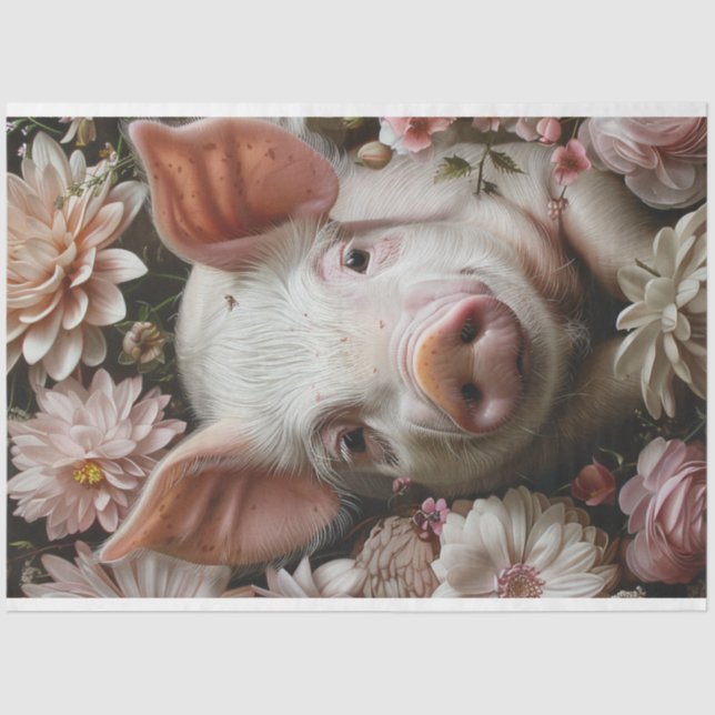 Blossom Snout Pig Pink Blume Decoupage Seidenpapier (Vorderseite)