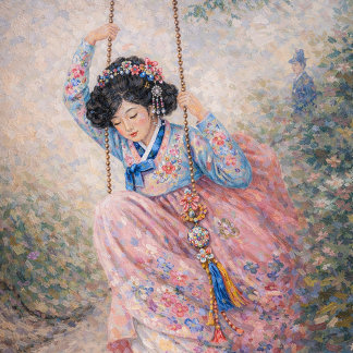 Blossom Swing – Ein Traum vom Frühling in Hanbok Fotoblock
