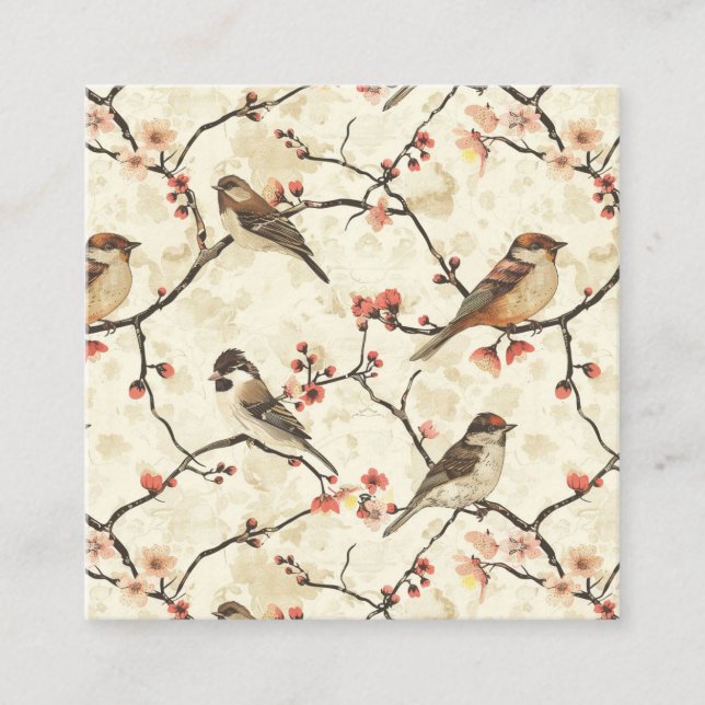 Blossom und Song Quadratische Visitenkarte (Vorderseite)