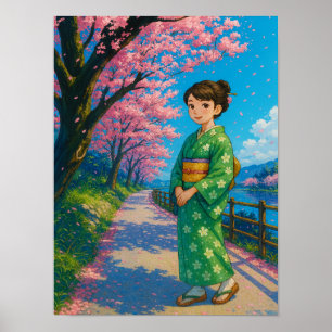 Blossom Weg im Frühling - Japanische Kunst-Kimono Poster