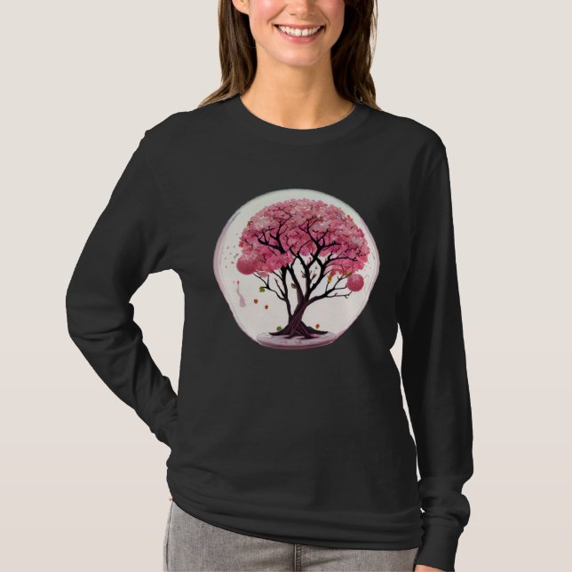 Blossom with the Beauty of Nature Tree in a Globe  T-Shirt (Vorderseite)