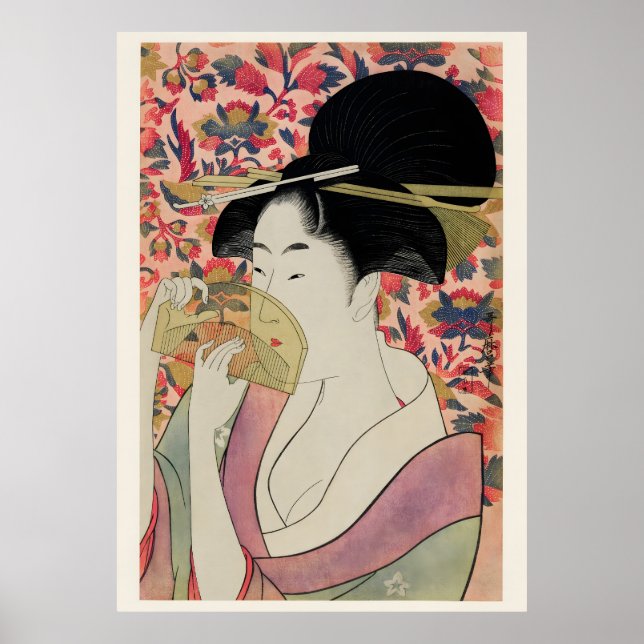 Blossoms & Beauty Edo Period Geisha Painting Poster (Vorne)
