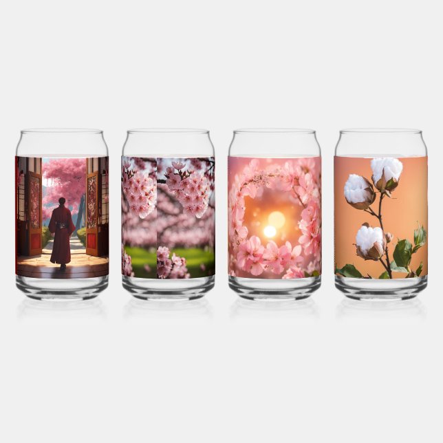Blossoms de Luxo 3D-Blumenglasset – Rosa & Gold Dosenglas (Vorderseite)