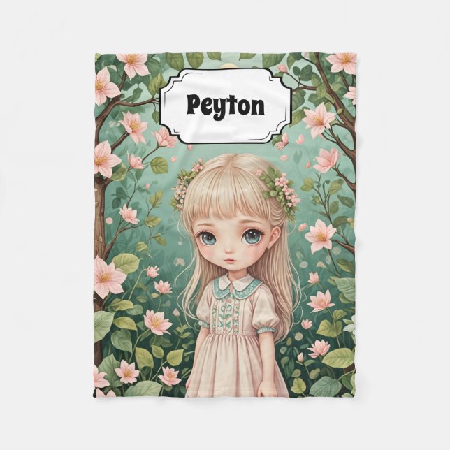 Blossoms Embrace Personalisiert Fleecedecke (Vorderseite)