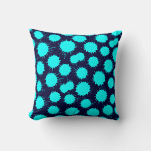 Blot Pattern - Cyan mit Dunkler Marine Kissen