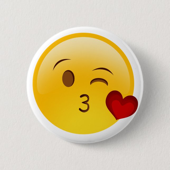 Blow a kiss emoji Aufkleber Button (Vorderseite)