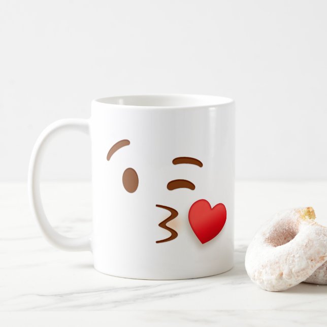 Blow Kiss Emoji Kaffeetasse (Mit Donut)